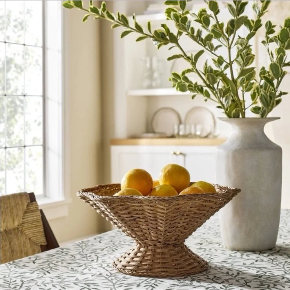 Woven Bowl Wavy Rim w Pedestal Base Basket -Threshold designed w Studio McGee
